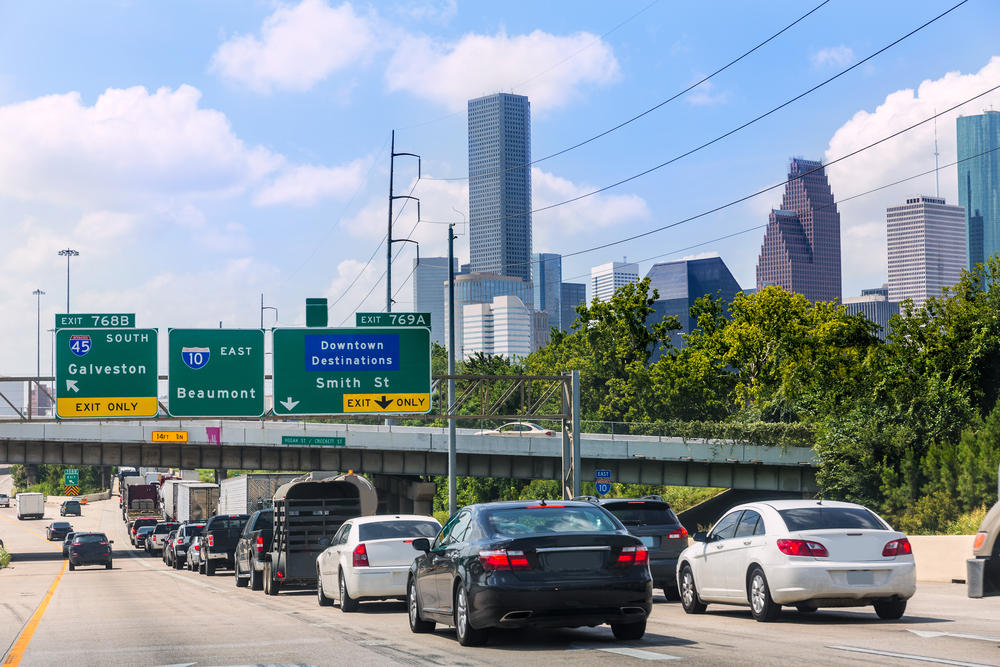 Houston Fwy traffic 10 Interstate in Texas USA US
