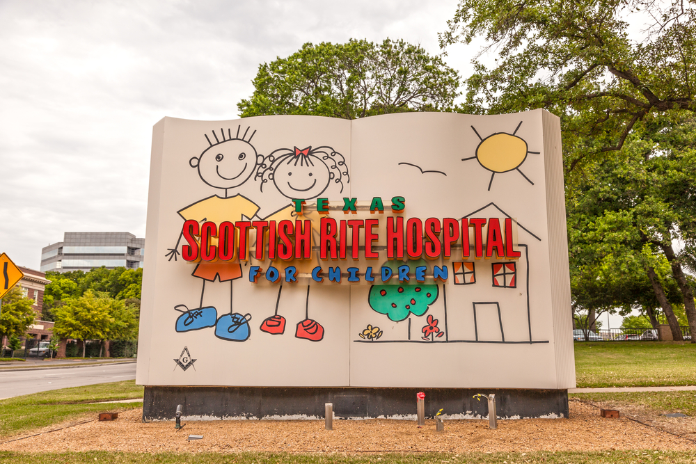 DALLAS, USA - APR 9, 2016: The Scottish Rite Hospital for children in the city of Dallas.  Texas, United States